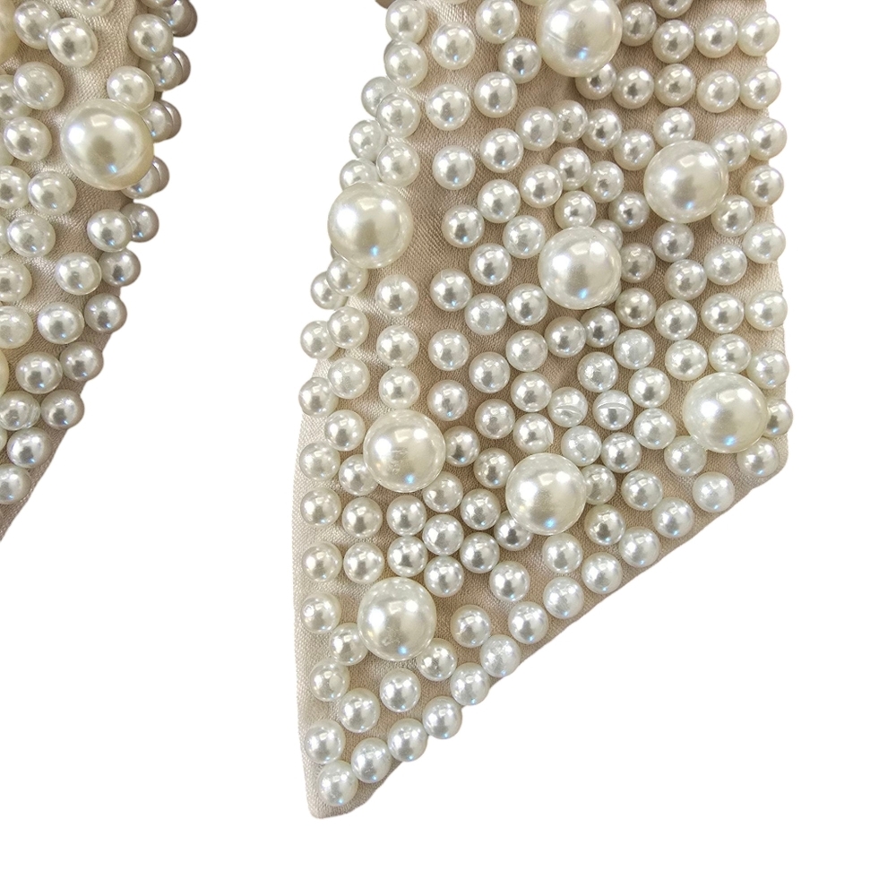 Sincerely Jules Pearl Beaded Large Bow Bride Wedding Hair Clip Piece Barrette - Picture 3 of 5